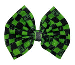 Green Painted Checks 5” Hair Bow