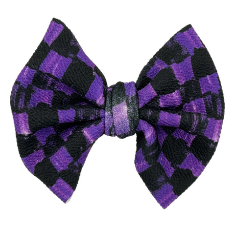 Purple Painted Checks 5" Hair Bow